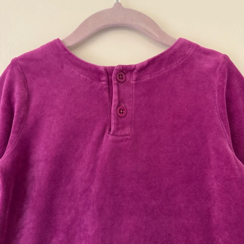 Hanna Andersson Magenta Fuchsia LS Velour Dress with Ruffle Hem, Size 3